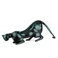Carol miller american b 1933 green patinated bronze sculpture of a crouching cougar signed 15 x 46