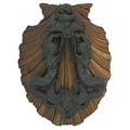 Continental figural bronze door knocker two mermaids surmounted by dolphins mounted on wooden plaque likely italian 19th c 20 x 15