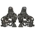 Figural bronze chenets detailed casting of lions late 19thearly 20th c 19 x 16 x 6
