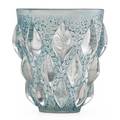 Lalique rampillons vase in clear and frosted glass with remnants of blue early 20th c engraved r lalique france 5