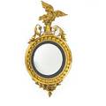 Federal period gilded girandole mirror eagle finial and convex mirror 19th c 33 x 18 dia