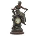 French figural clock meditation by moreau white metal on marble base time and strike eight day movement early 20th c 20 12
