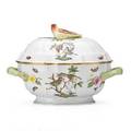 Herend porcelain tureen in the rothschild bird pattern with bird finial 20th c marked 9 x 12 x 8 12
