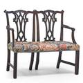 Georgian settee mahogany frame upholstered seat ca 1800 37 12 x 41 x 21 provenance estate of george gallup princeton new jersey