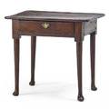 English queen anne side table oak with pad feet 18th c 26 12 x 29 x 20 provenance estate of george gallup princeton new jersey