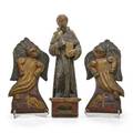 European wood carvings three 18th19th c santo figure and a pair of ghostly wood panels santos 18 12 provenance estate of george gallup princeton new jersey