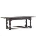 Elizabethan trestle table oak with elaborately carved apron and legs stretcher base 17th18th c 31 x 90 12 x 30 provenance estate of george gallup princeton new jersey