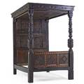 Elizabethan four poster bed oak with ornate carved decoration 16th17th c 95 x 59 x 85 provenance estate of george gallup princeton new jersey