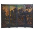 European four panel screen handpainted bucolic country scene 17th18th c 72 12 x 94 provenance estate of george gallup princeton new jersey