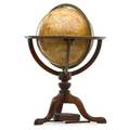 Carys new celestial globe table model with zodiac and calendar printings compass attached to base mahogany frame 19th c manufactured and sold by jw cary london 24