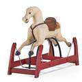 American painted childs rocking horse with saddle 19th c 31 x 42 x 16 12