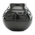 Margaret tafoya santa clara blackware pot abstract design 20th c script signature inscribed p53 7 x 7 12