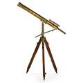 Brass telescope wood tripod base 19th c 42 x 34