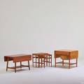 Hans wegner andreas tuck sewing table nesting and occasional tables denmark 1950s oak wicker teak all branded sewing table closed 24 x 26 12 x 22 34 open 46 12 nesting table 19