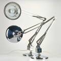Luxo pair of chrome adjustable desklamps norway 20th c unmarked each 45 12 x 9 12 dia