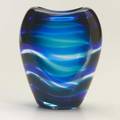 Floris meydam leerdam glass vase with blue and green internal bands leerdam the netherlands ca 19501960 unmarked 5 12 x 4 12 x 2 12