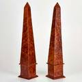 Pair of obelisks 20th c wood unmarked each 21 14 x 4 x 4