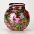 Charles lotton glass cypriote multiflora vase with pink dogwood blossoms and black lip crete il 2005 glass signed and dated 7 x 7 dia