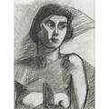 Nicolas poliakoff russian 18991976 charcoal drawing of a nude woman framed stamped 24 14 x 17 78 sight