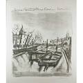 Jane freilicher etc american b 1924 offset lithograph of boats on the seine for the paris review signed and numbered 21150 along with ernest trova american 19272009 screenprint for pac