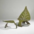 Cricket forge leaf lounge chair and ottoman durham nc 1990s enameled steel stamped cricket forge chair 53 12 x 39 x 36 ottoman 16 x 37 x 22