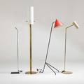 Modern lighting four floor lamps usaeurope 1950s60s enameled and chromed metal brass unmarked tallest 65 12 x 11 dia
