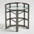 Milo baughman attr design institute america side table usa 1990s patinated steel glass unmarked 22 x 20 dia