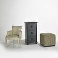 Donghia etcdonghia lounge chair together with cabinet and ottoman ebonized wood and upholstery unmarked cabinet 41 12 x 22 x 16 12