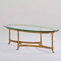 La barge coffee table usafrance 1960s brass glass unmarked 15 12 x 52 x 26