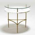 Italian tiered occasional table 1950s brass marble glass stamped italy 24  x 24 dia