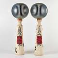 Italian pair of table lamps italy 1950s textured and painted ceramic walnut glass marked italy 838 35 12 x 10 12 dia