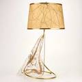 Zahara schatz table lamp usa 1940s acrylic brass copper fiberglass single socket unmarked overall 29 x 16 base