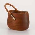 Carl aubck salt cellar austria ca 1950s teak metal raffia impressed aubck handle extended 6 x 4 14