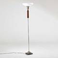 Art deco torchere 1920s chromed steel lacquered walnut milk glass unmarked 76 x 16 dia