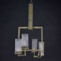 Clemancon attr hanging fixture france ca 1931 chrome and frosted glass unmarked 31 14 x 15 12 x 16