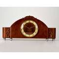 Junghans art deco mantle clock with original key hamburg germany ca 19301937 brass burl oak glass chromed metal pfeilkreuz crossedarrows mark w77 9 34 x 20 12 x 6 14