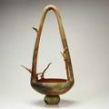 Richard hirsch glazed ceramic sculptural basket with twigs usa 1992 signed and dated 31 x 17 x 13