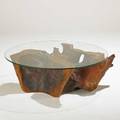 American studio coffee table usa 1960s redwood glass unmarked 13 12 x 39 dia