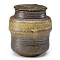 Karen karnes glazed stoneware covered jar vermont chopmark kk 8 34 x 7