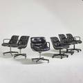 Charles pollack knoll international assembled set of six armchairs usa 1970s chromed and enameled steel plastic leather labels each 32 x 26 x 28