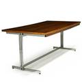 Hugh acton hugh acton inc desk usa 1950s chromed steel walnut unmarked 28 12 x 72 x 36