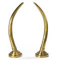 Style of chapman pair of brass tusks unmarked 66 34 x 18 12 dia