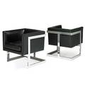 Milo baughman 1923  2003 thayer coggin pair of tback lounge chairs high point nc 1970s chromed steel vinyl unmarked 25 12 x 24 12 x 25
