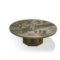 Philip laverne 1908  1988 kelvin laverne b 1936 chan coffee table new york 1960s etched patinated and polychromed bronze pewter raised signature and paper label 17 14 x 47 dia