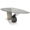 Cattelan italia dining table italy 1970s stainless steel marble glass metal label 29 12 x 94 12 x 45 12