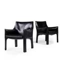 Mario bellini b 1935 cassina pair of cab lounge chairs italy 1970s stitched leather cassina paper labels 31 x 26 12 x 22