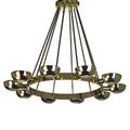 Gino sarfatti 1912  1985 arteluce chandelier italy 1950s brass enamel frosted glass ten sockets unmarked 24 x 29 dia