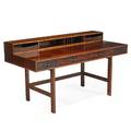 Lovig fliptop partners desk denmark 1973 rosewood brass branded and dated closed 34 x 64 x 28 12 open 38 wide