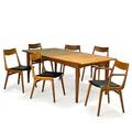 Erik christensen slagelse mobelvaerk as extension dining table and six boomerang chairs one arm five side denmark 1960s sculpted teak vinyl two chairs with manufacturers labels table 29