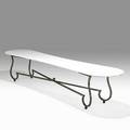 French coffee table france patinated wrought iron brass milk glass unmarked 17 12 x 84 x 19